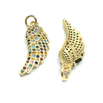 Gold Angel Wings CZ Pave Charm | Bellaire Wholesale
