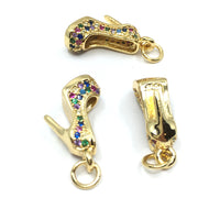 Gold Shoe Dangle Heel CZ Pave Charm | Bellaire Wholesale