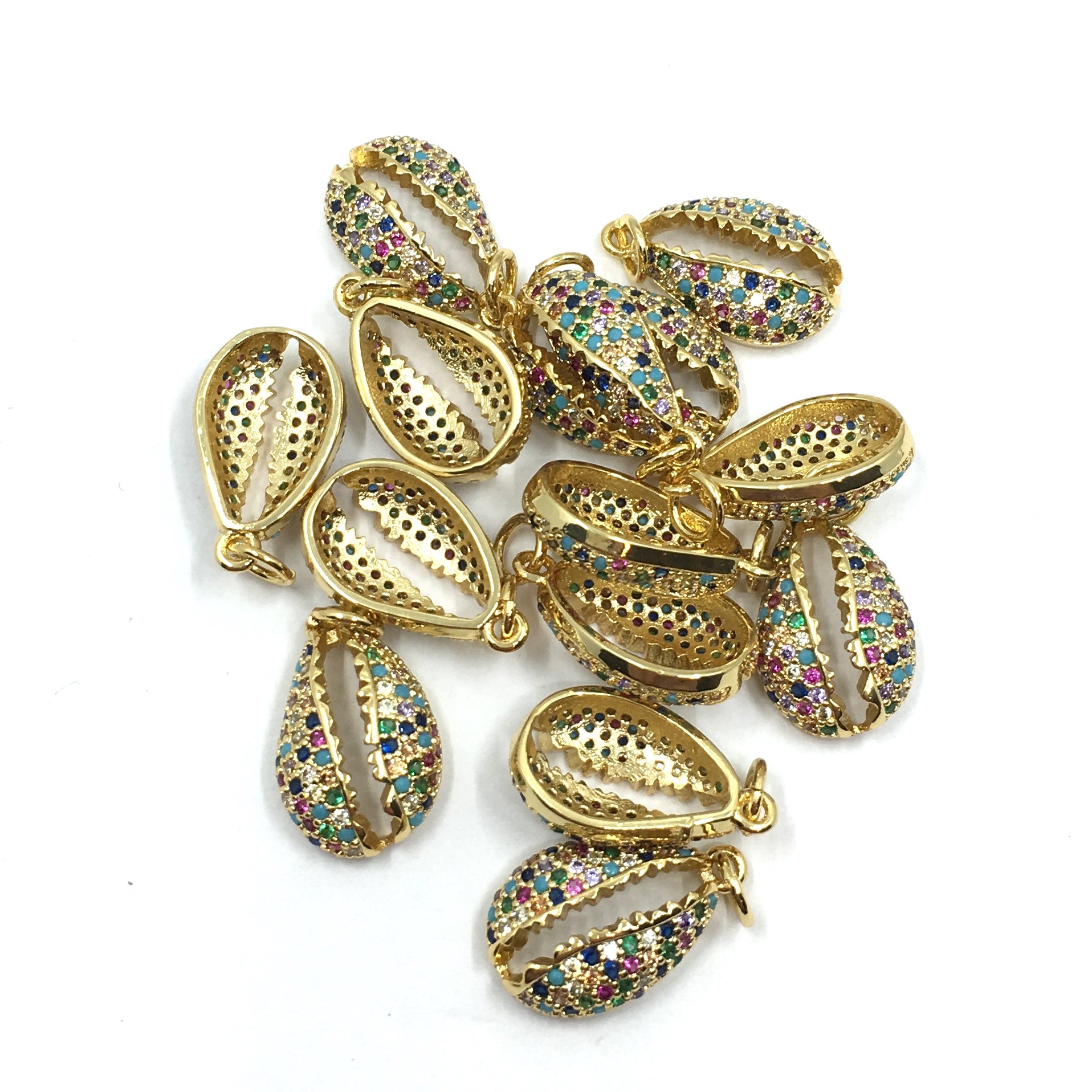 Gold Sea Shell CZ Pave Charm | Bellaire Wholesale