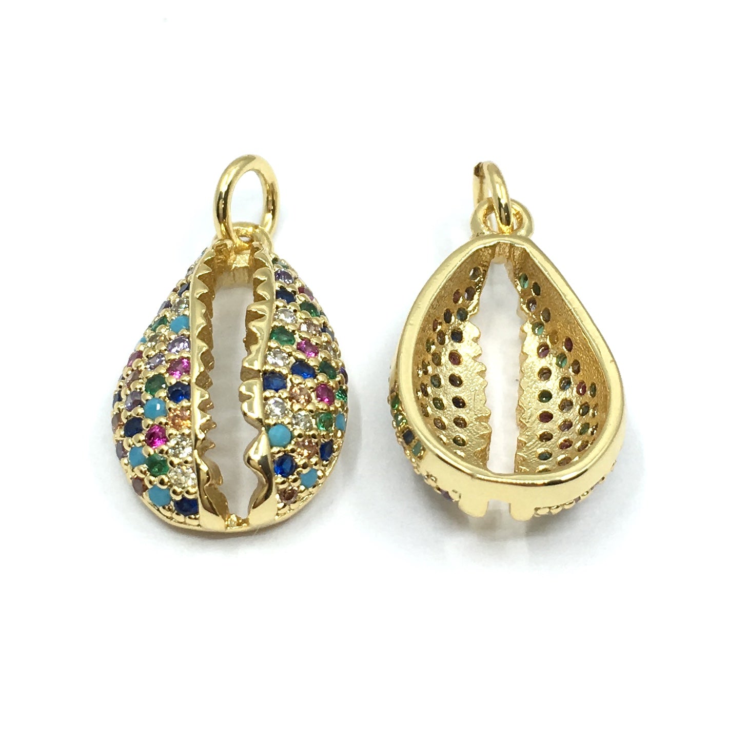 Gold Sea Shell CZ Pave Charm | Bellaire Wholesale