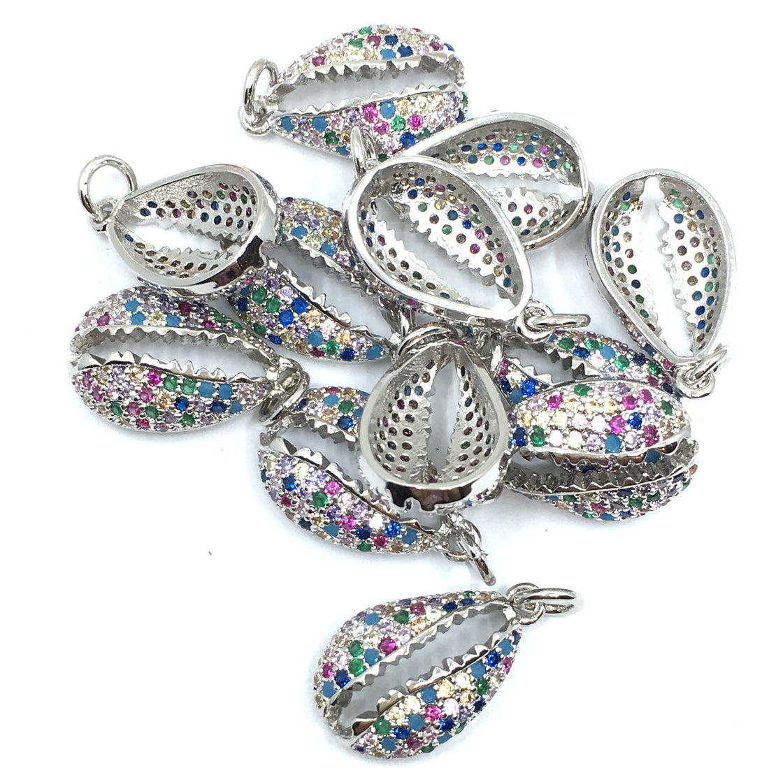 Silver Sea Shell CZ Pave Charm | Bellaire Wholesale