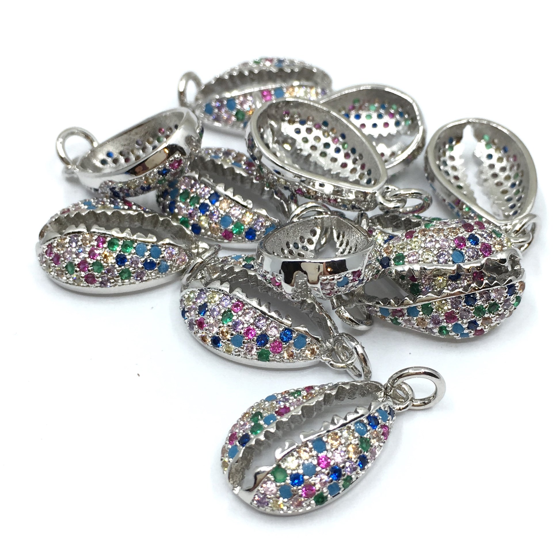 Silver Sea Shell CZ Pave Charm | Bellaire Wholesale