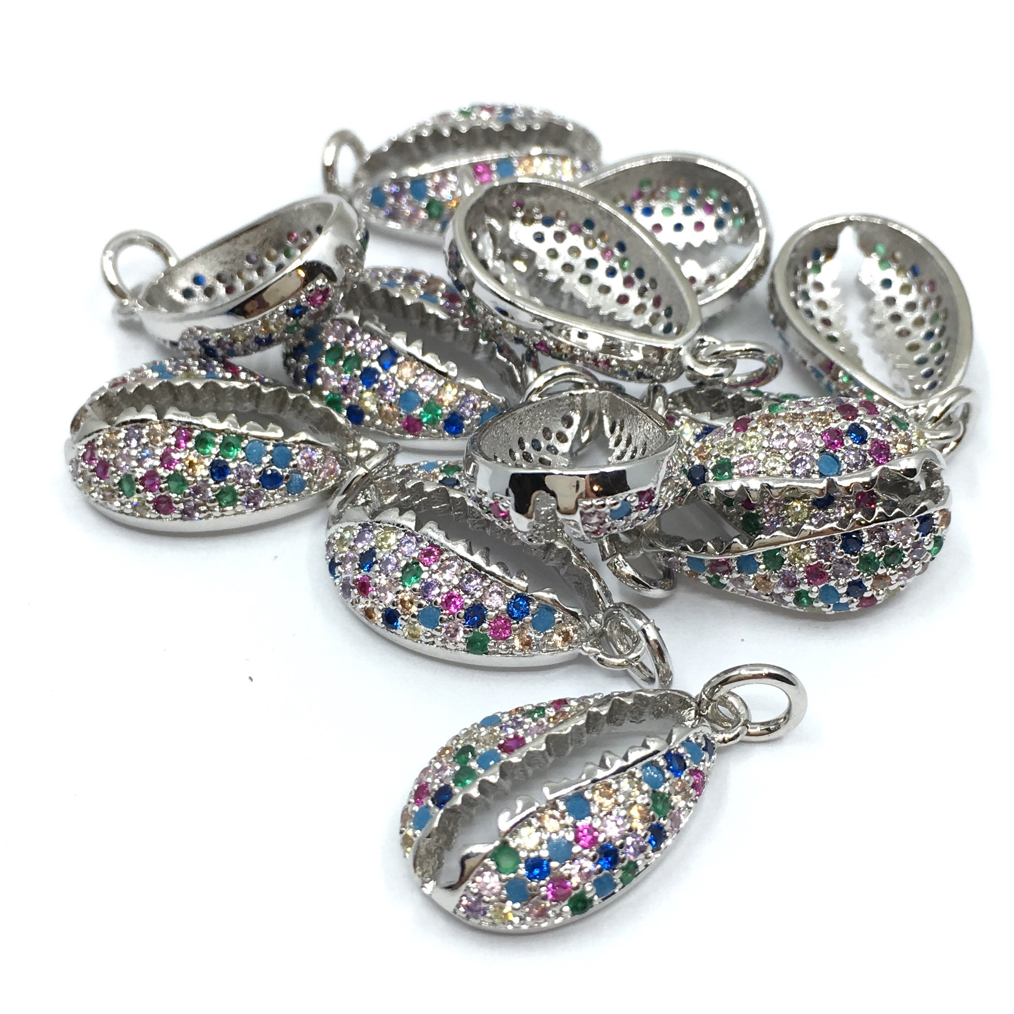 Silver Sea Shell CZ Pave Charm | Bellaire Wholesale