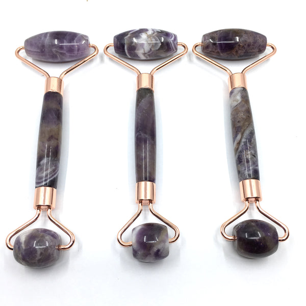 Natural Stone Facial Roller, Massage Roller, Amethyst | Bellaire Wholesale