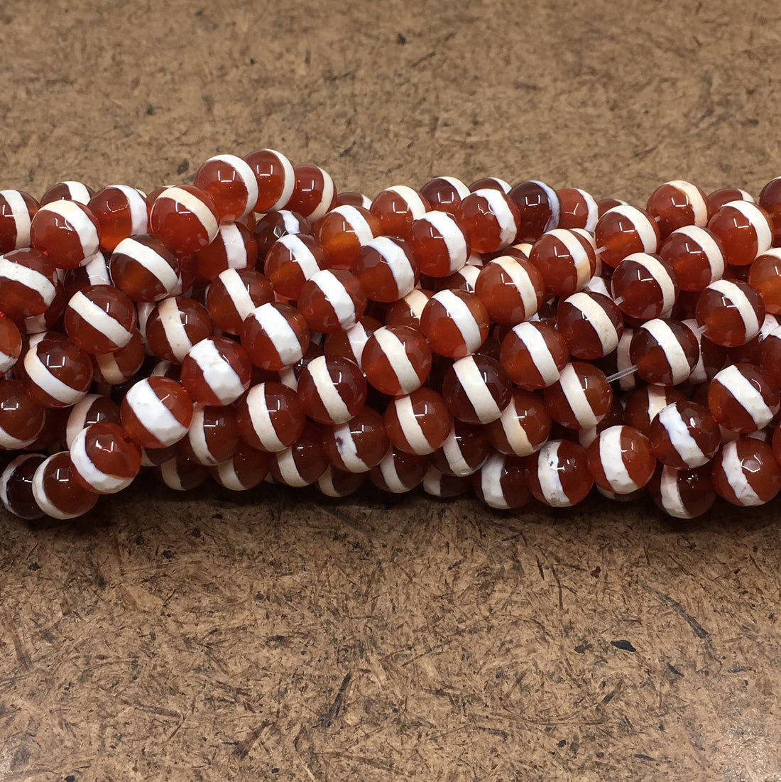 6mm Orange with White Striped Agate Beads | Bellaire Wholesale