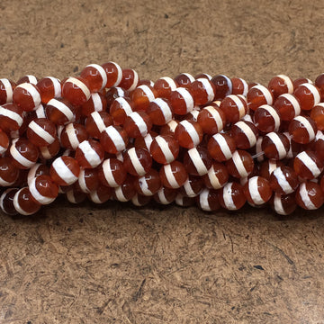 6mm Orange with White Striped Agate Beads | Bellaire Wholesale