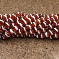 8mm Orange with White Striped Agate Beads | Bellaire Wholesale