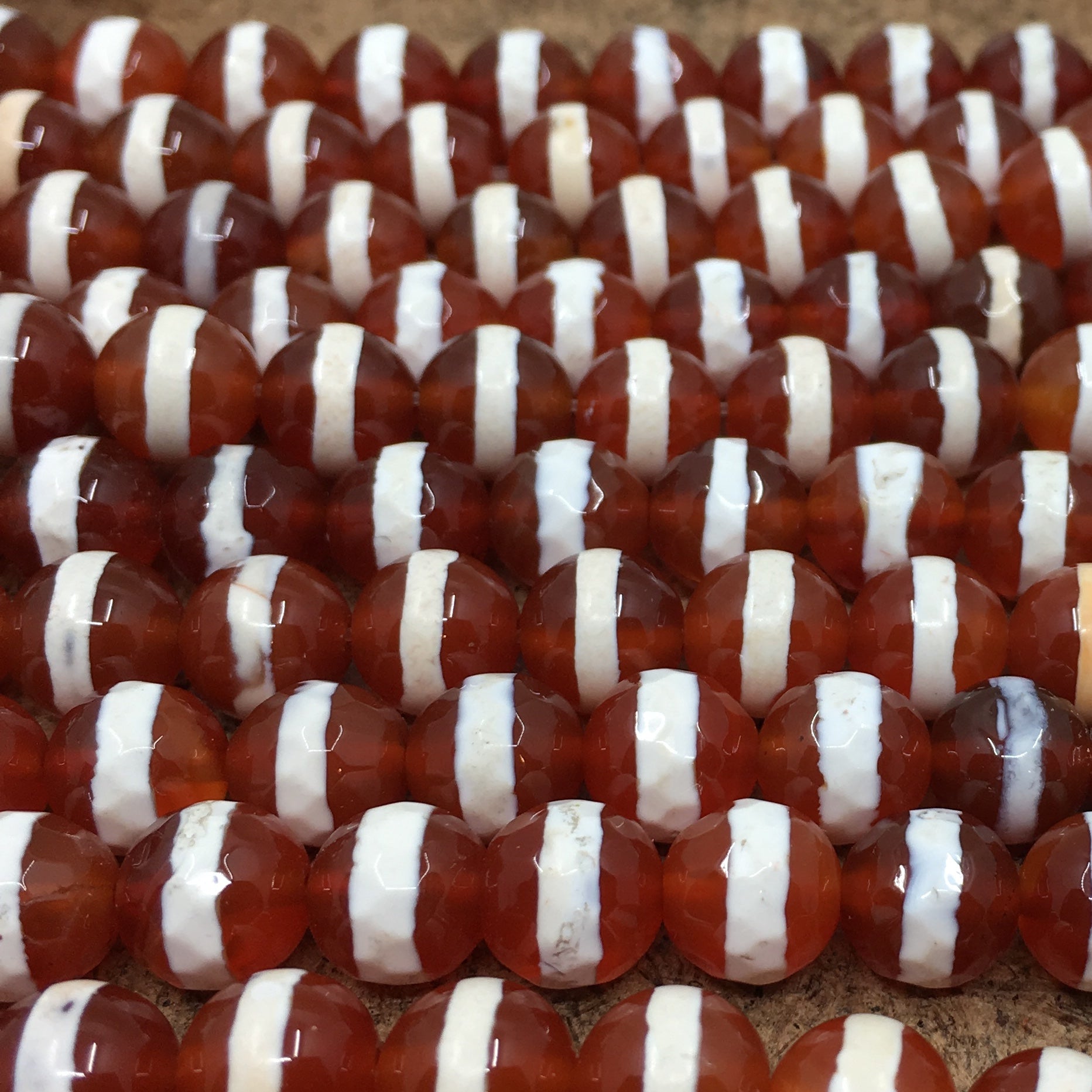 10mm Orange with White Striped Agate Bead | Bellaire Wholesale