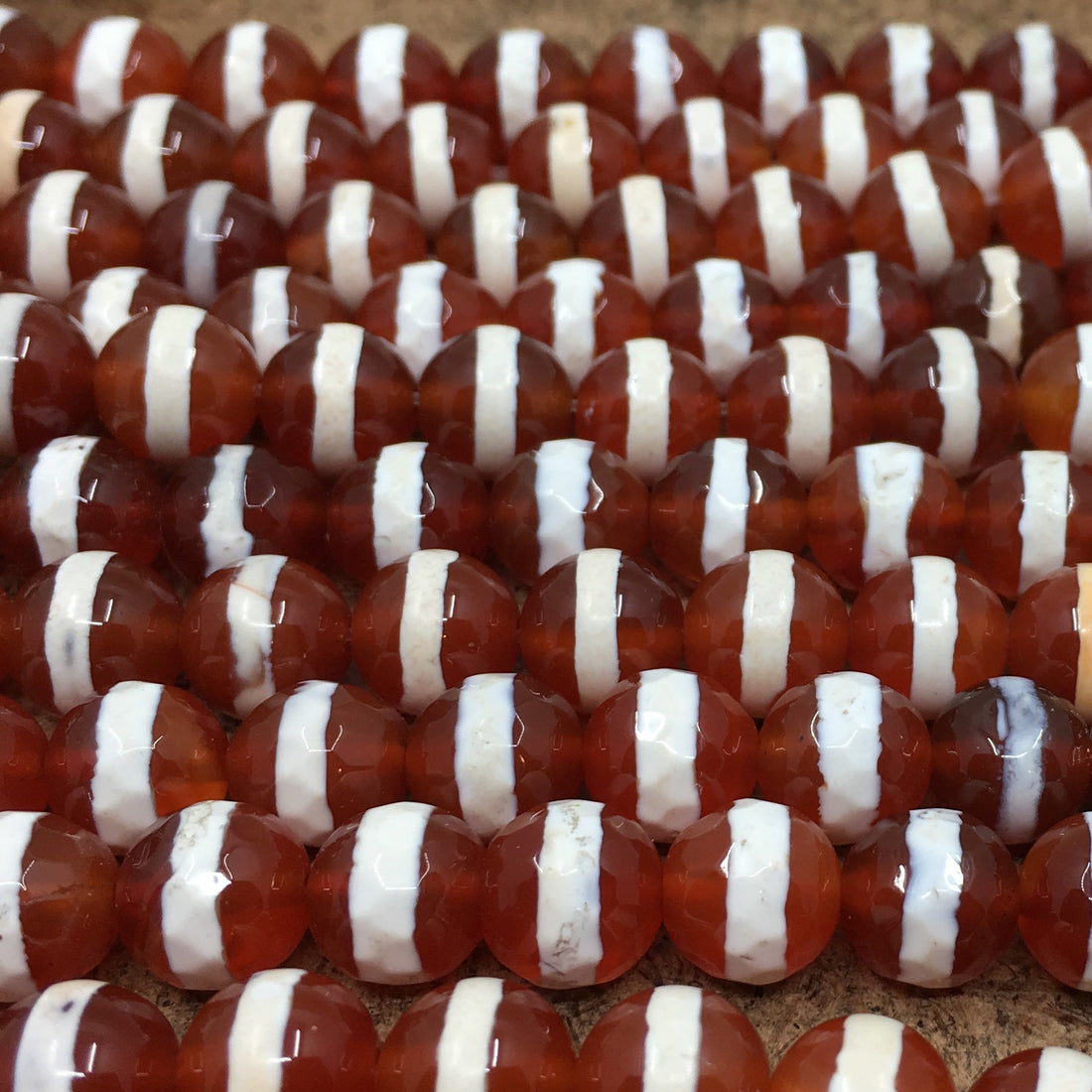 6mm Orange with White Striped Agate Beads | Bellaire Wholesale
