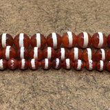 8mm Orange with White Striped Agate Beads | Bellaire Wholesale