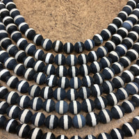 6mm Matte Black with White Striped Agate Bead | Bellaire Wholesale