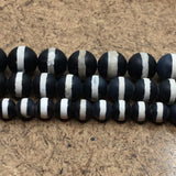 10mm Matte Black with White Striped Agate Bead | Bellaire Wholesale