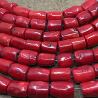 Dyed Red Coral Drum Beads | Bellaire Wholesale