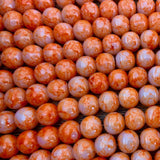 8mm Marble Orange Faux Glass Pearl | Bellaire Wholesale