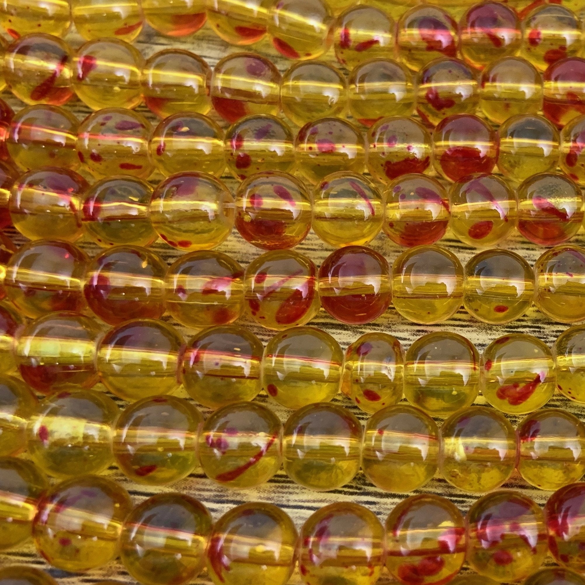 8mm Marble Yellow Faux Glass Pearl | Bellaire Wholesale