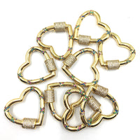 Gold Heart Shape Screw Clasp CZ Pave Locks | Bellaire Wholesale