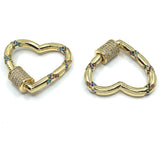 Gold Heart Shape Screw Clasp CZ Pave Locks | Bellaire Wholesale