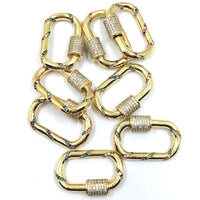 Gold Oval Shape Screw Clasp CZ Pave Locks | Bellaire Wholesale