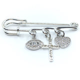 Alloy Evil Eye Safety Pin Cross Charm Heart Charm | Bellaire Wholesale