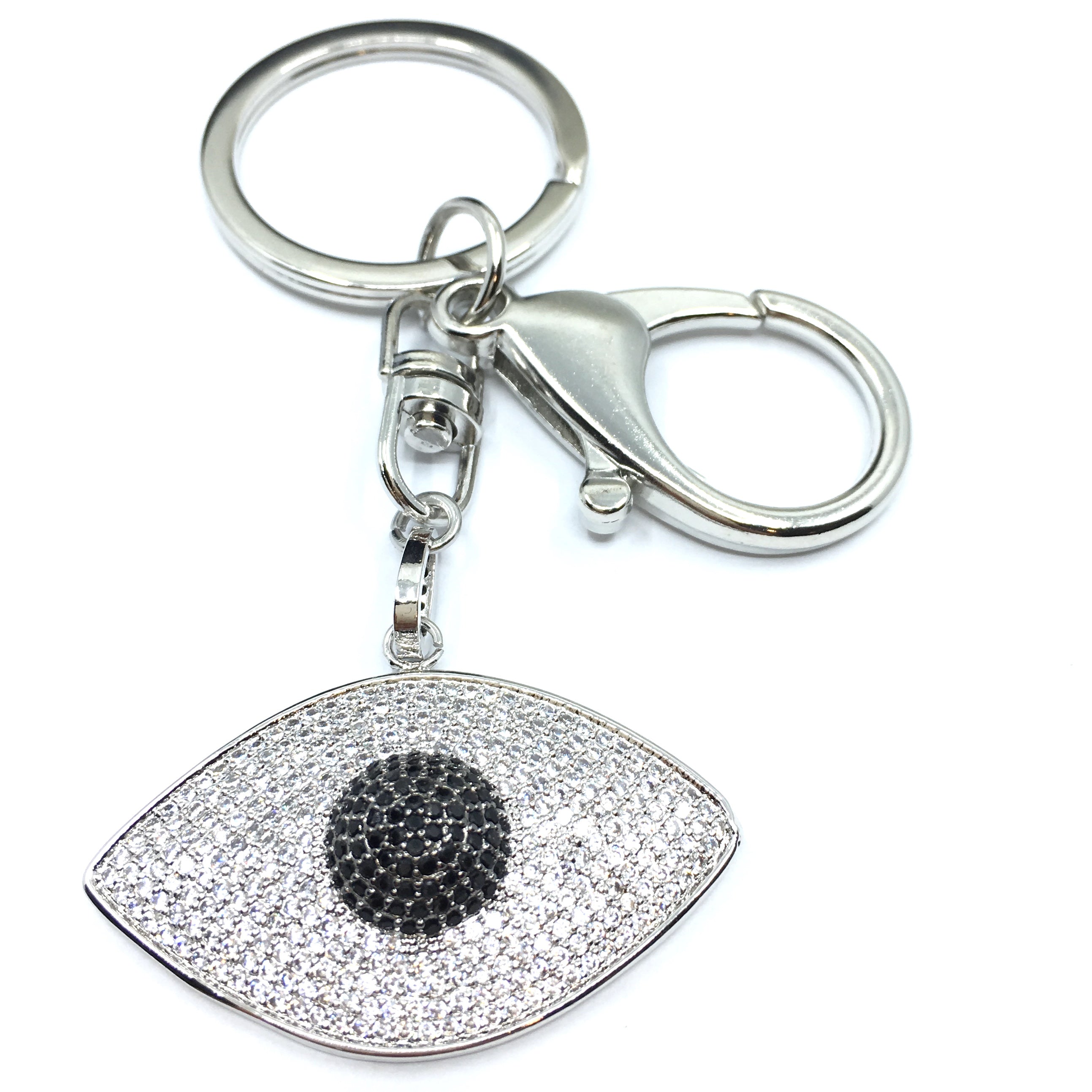 Silver Evil Eye Custom Keychain | Bellaire Wholesale