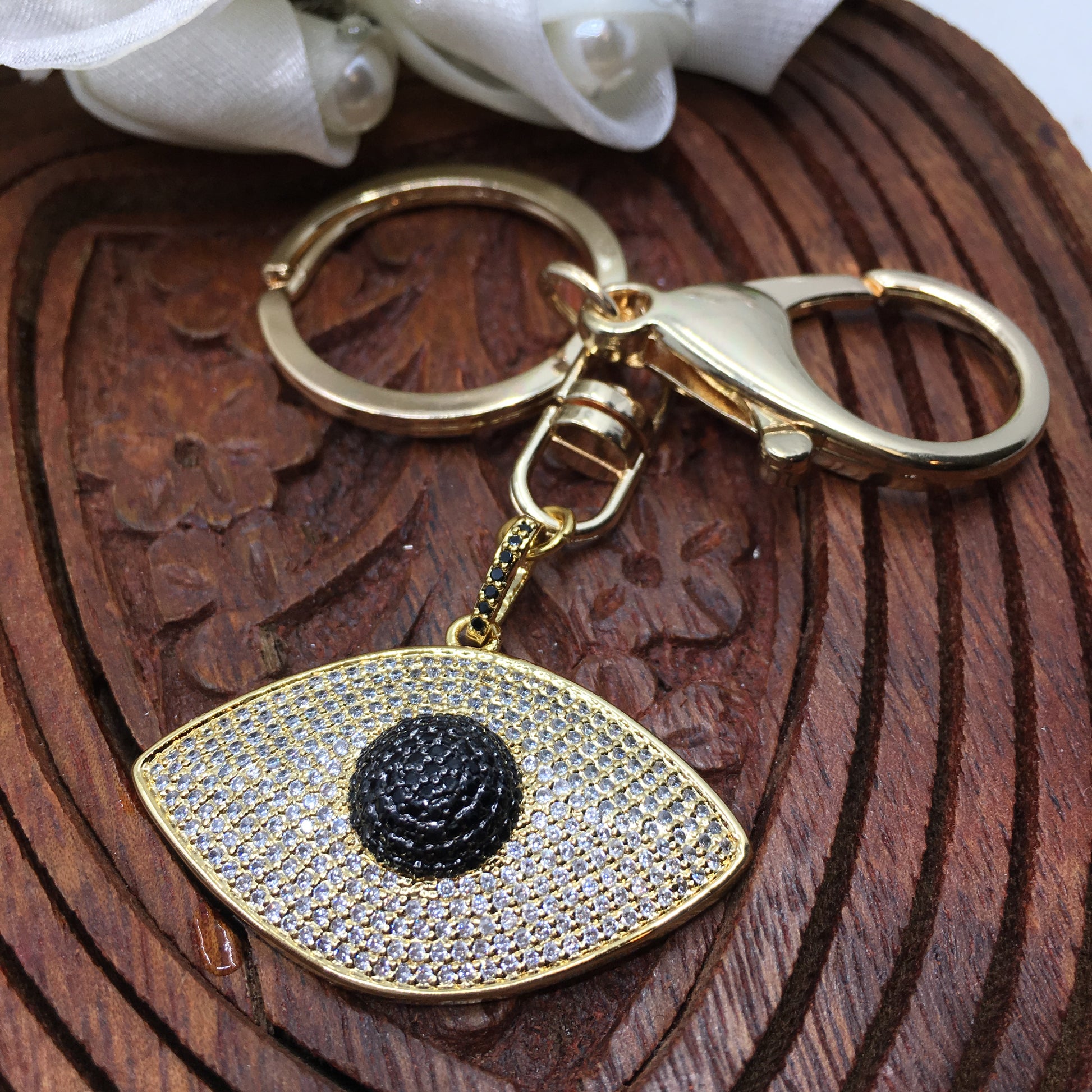 Gold Evil Eye Custom Keychain | Bellaire Wholesale