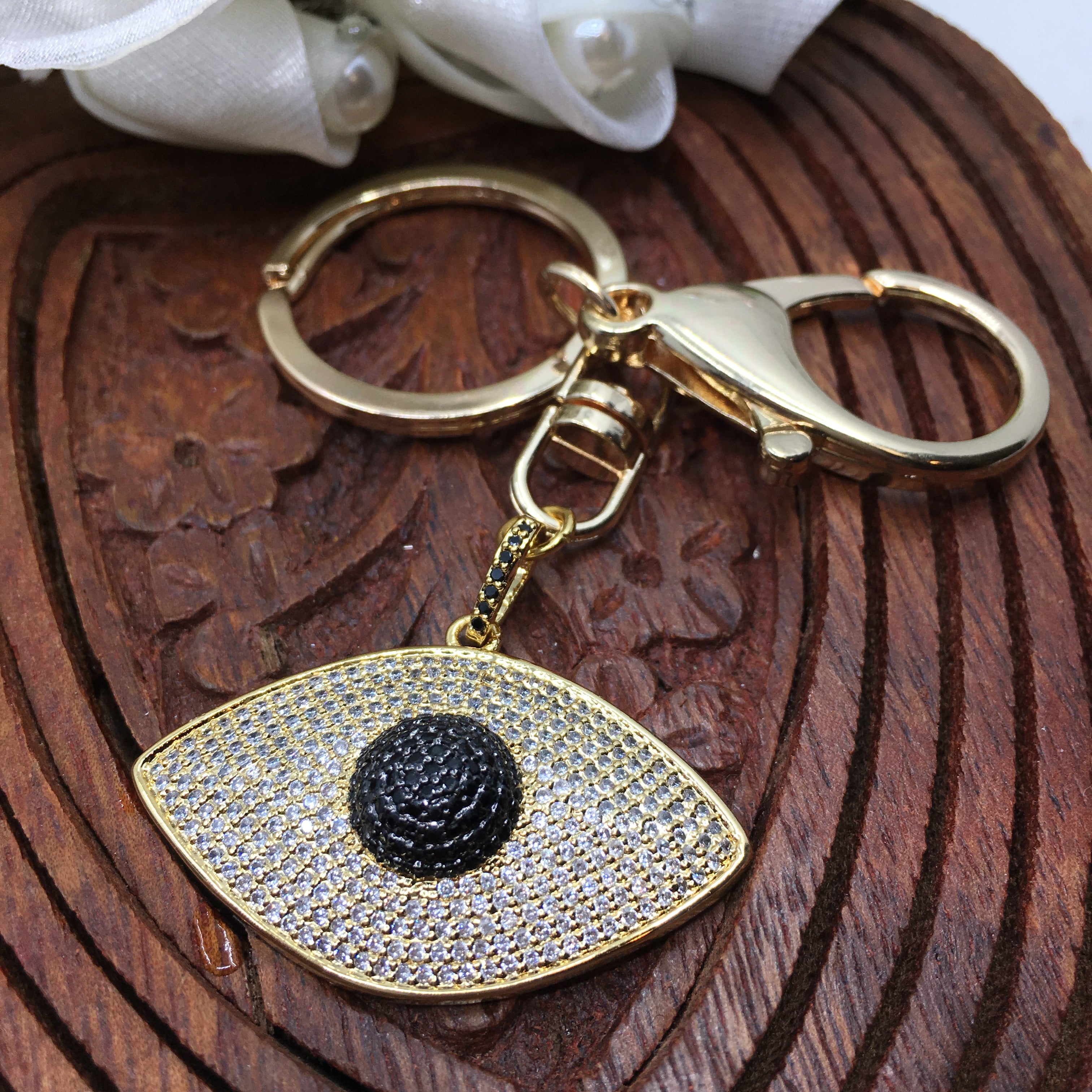 Gold Evil Eye Custom Keychain | Bellaire Wholesale