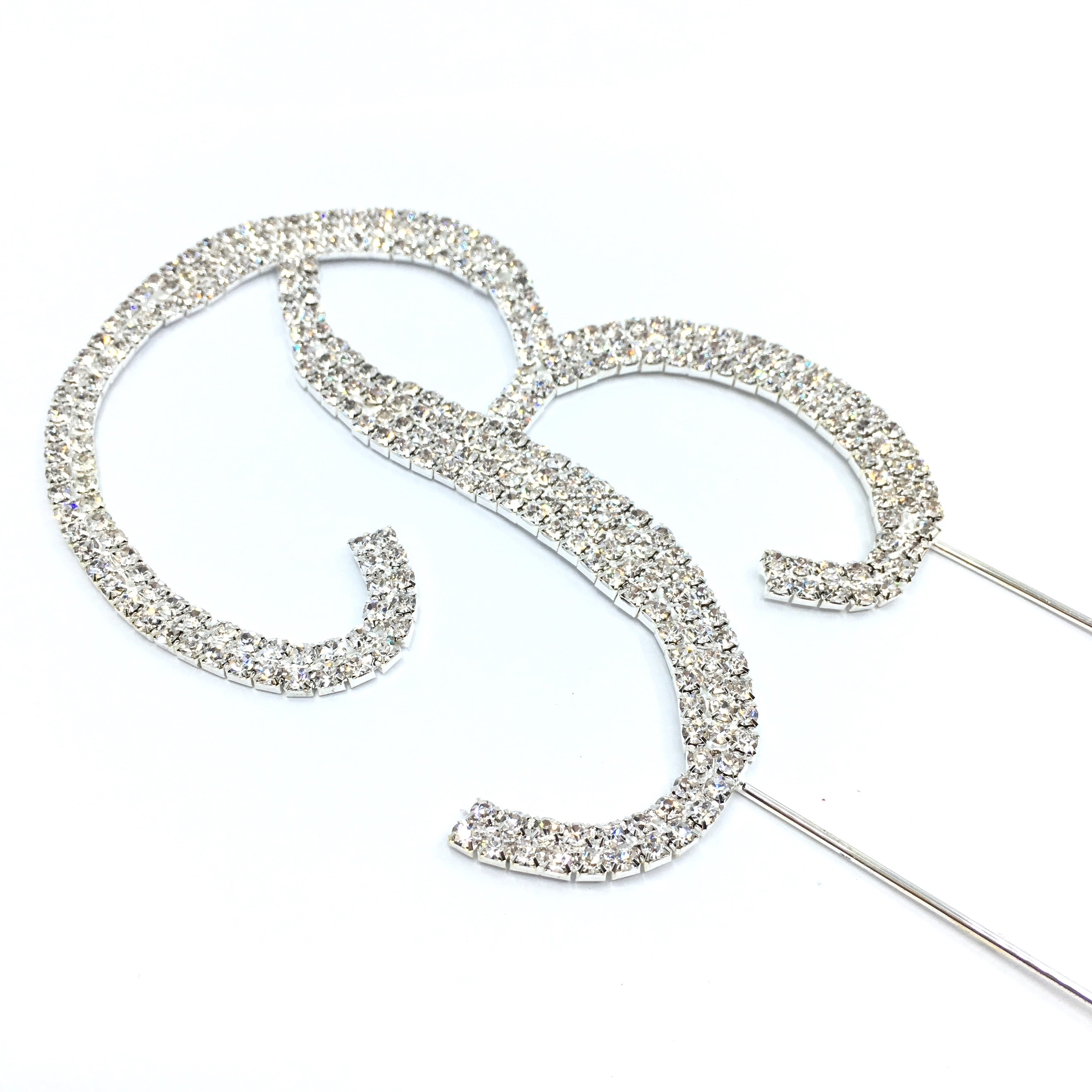 Silver Rhinestone Stud Cake Topper Letters | Bellaire Wholesale
