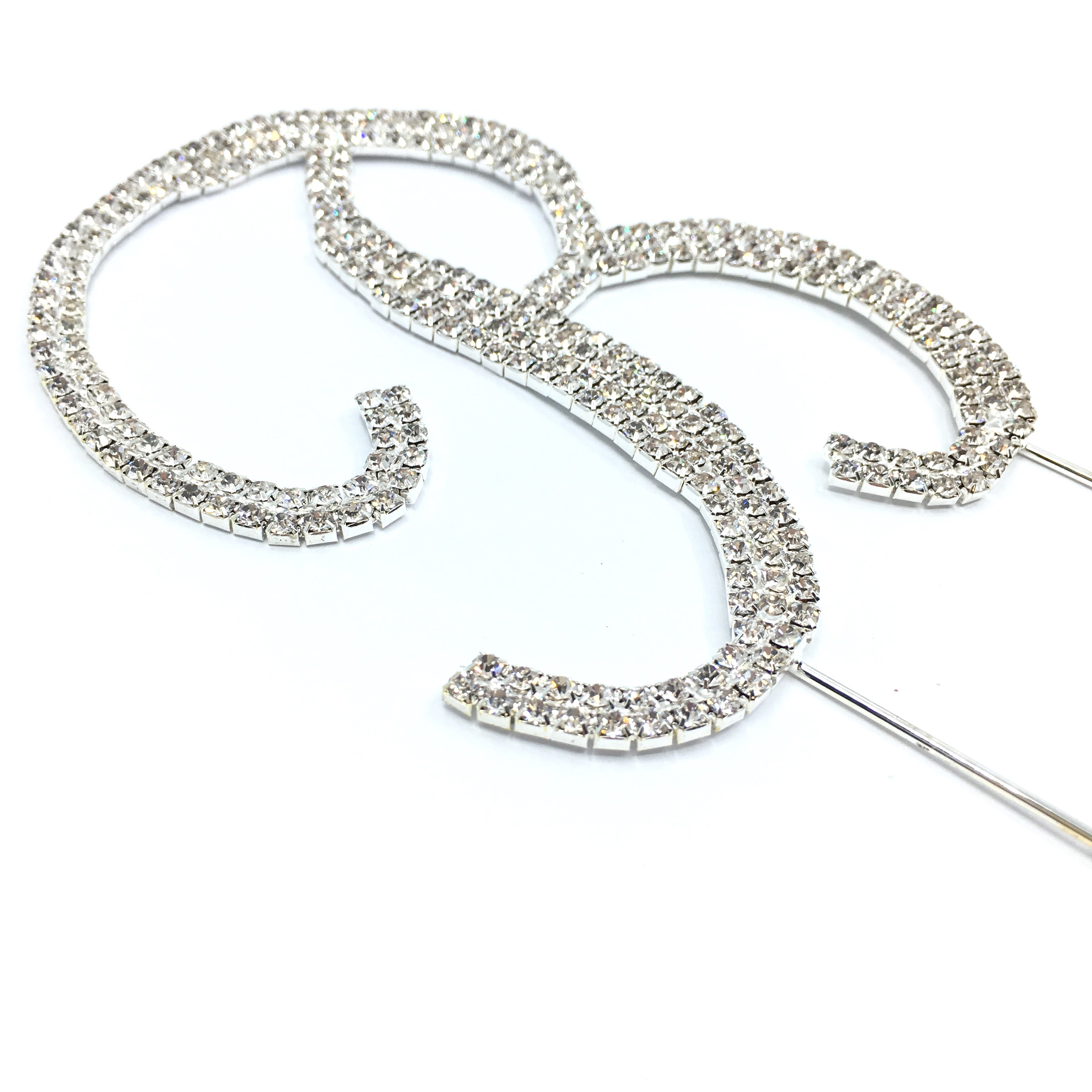 Silver Rhinestone Stud Cake Topper Letters | Bellaire Wholesale
