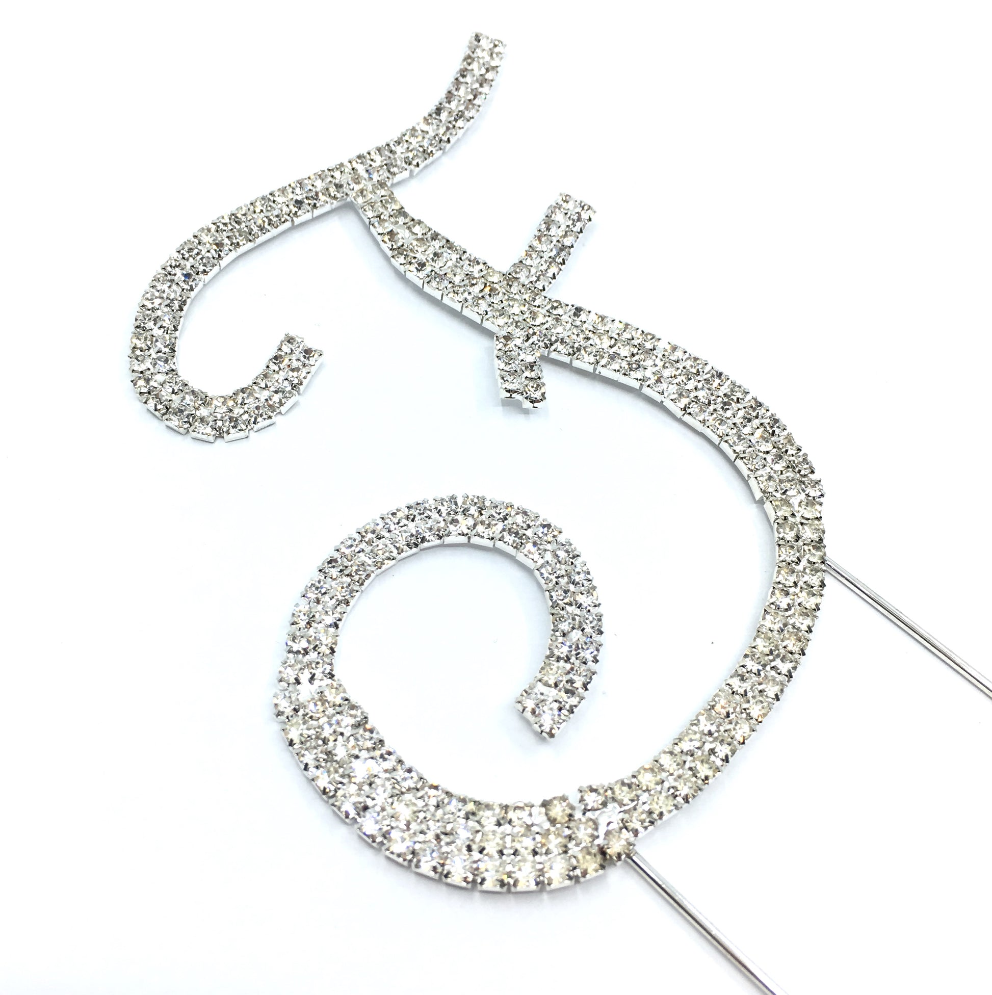 Silver Rhinestone Stud Cake Topper Letters | Bellaire Wholesale