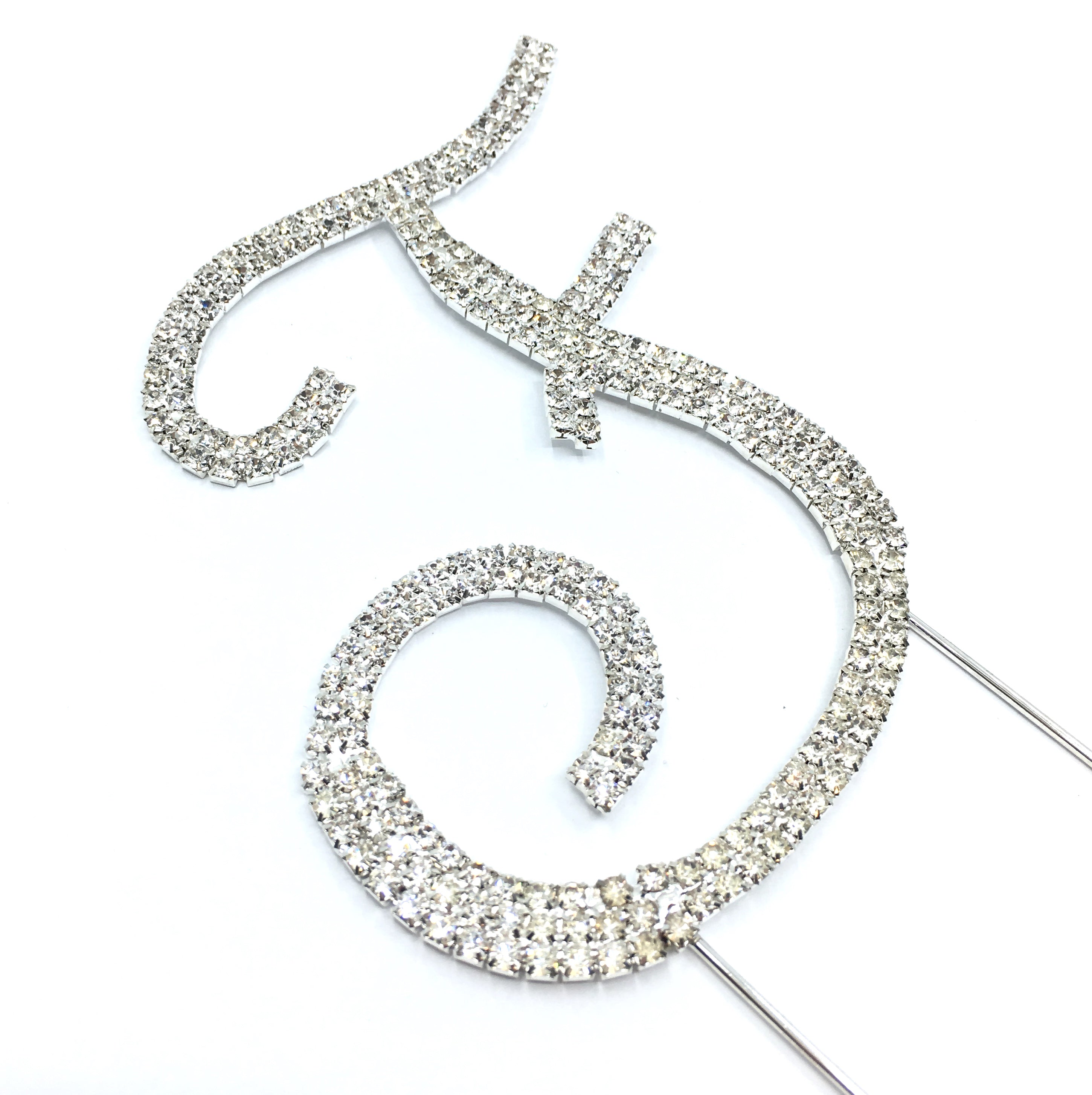 Silver Rhinestone Stud Cake Topper Letters | Bellaire Wholesale