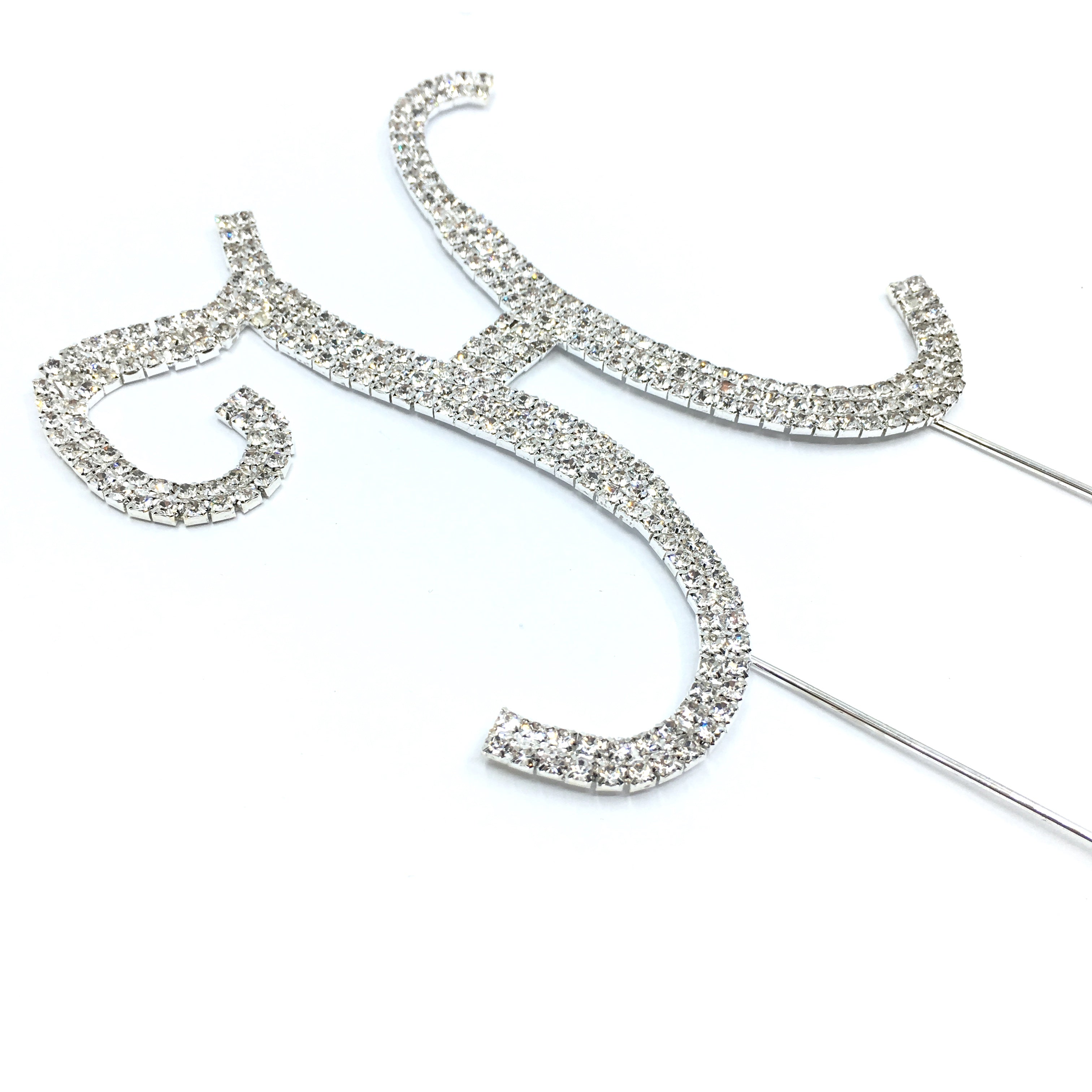 Silver Rhinestone Stud Cake Topper Letters | Bellaire Wholesale