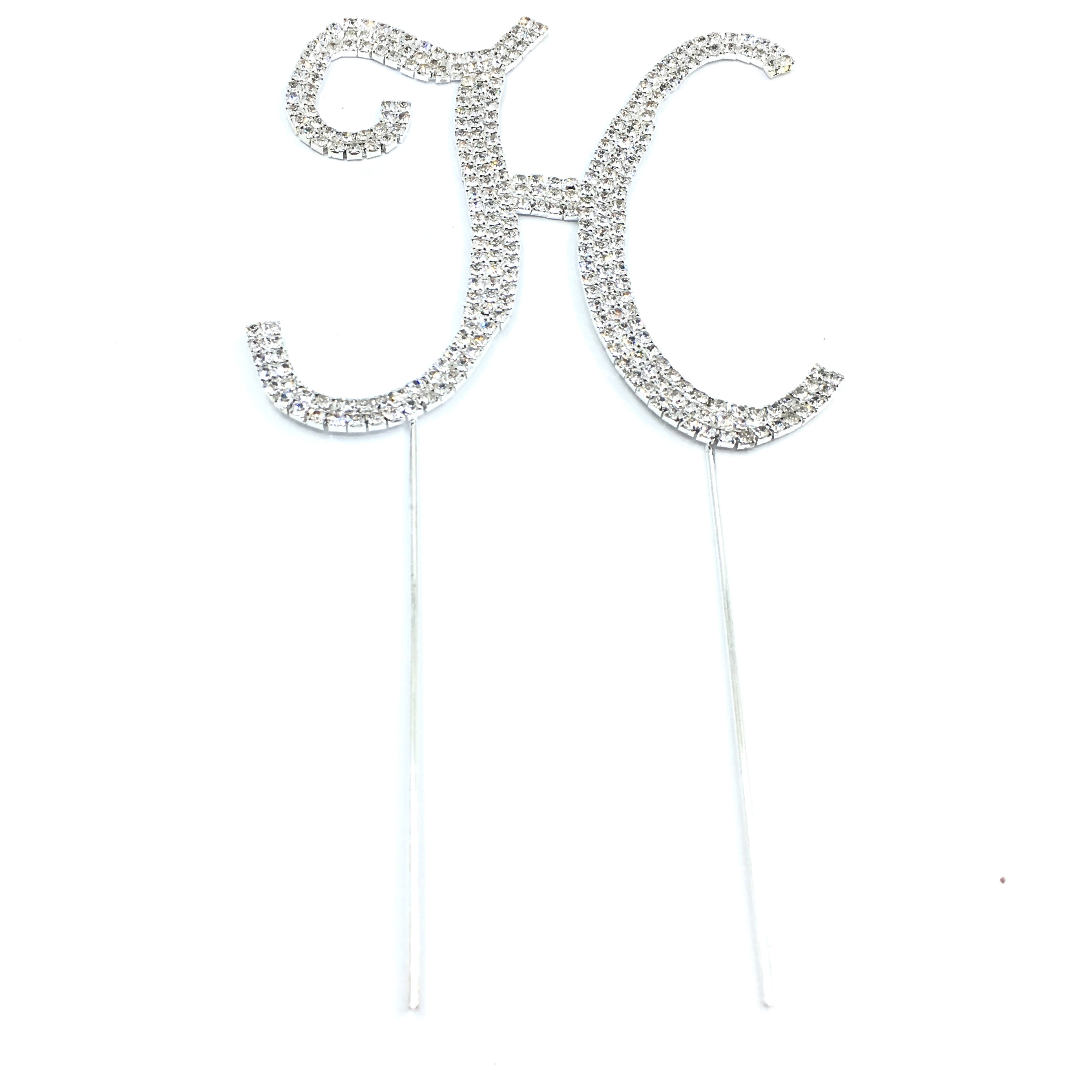 Silver Rhinestone Stud Cake Topper Letters | Bellaire Wholesale