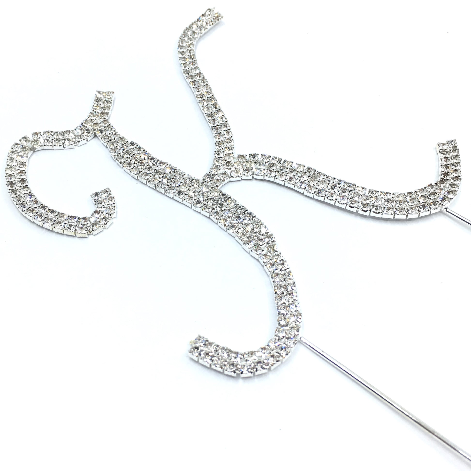 Silver Rhinestone Stud Cake Topper Letters | Bellaire Wholesale