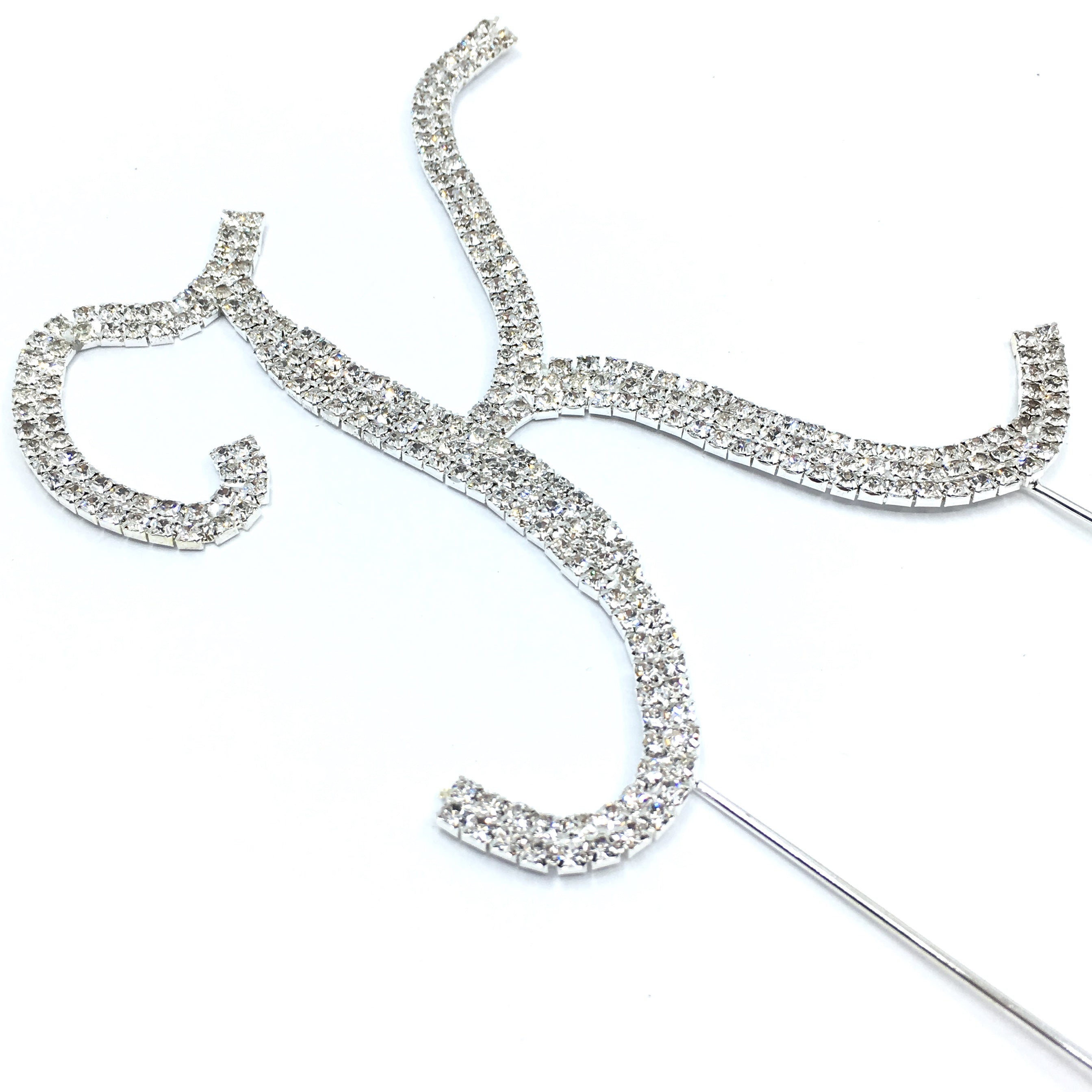 Silver Rhinestone Stud Cake Topper Letters | Bellaire Wholesale