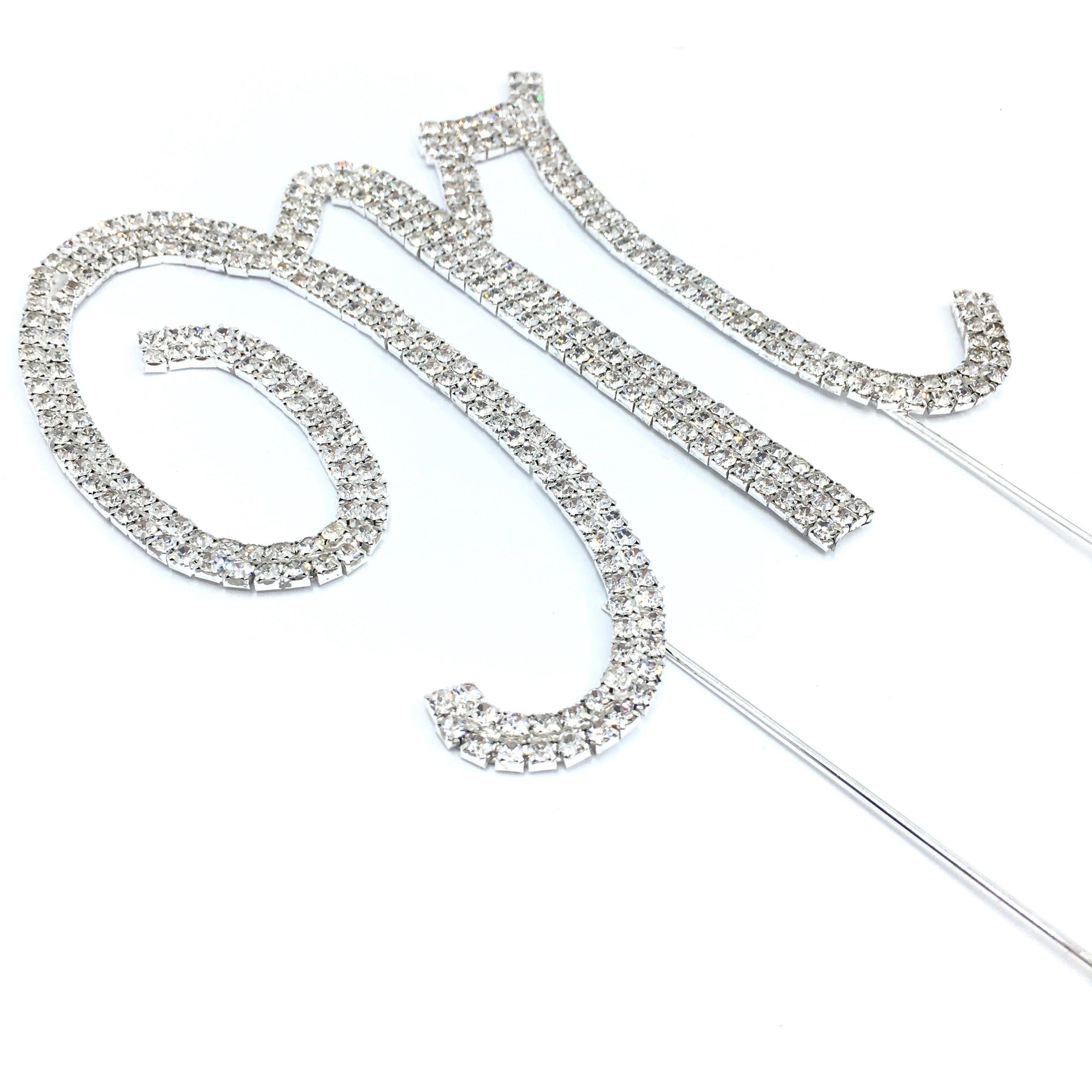 Silver Rhinestone Stud Cake Topper Letters | Bellaire Wholesale