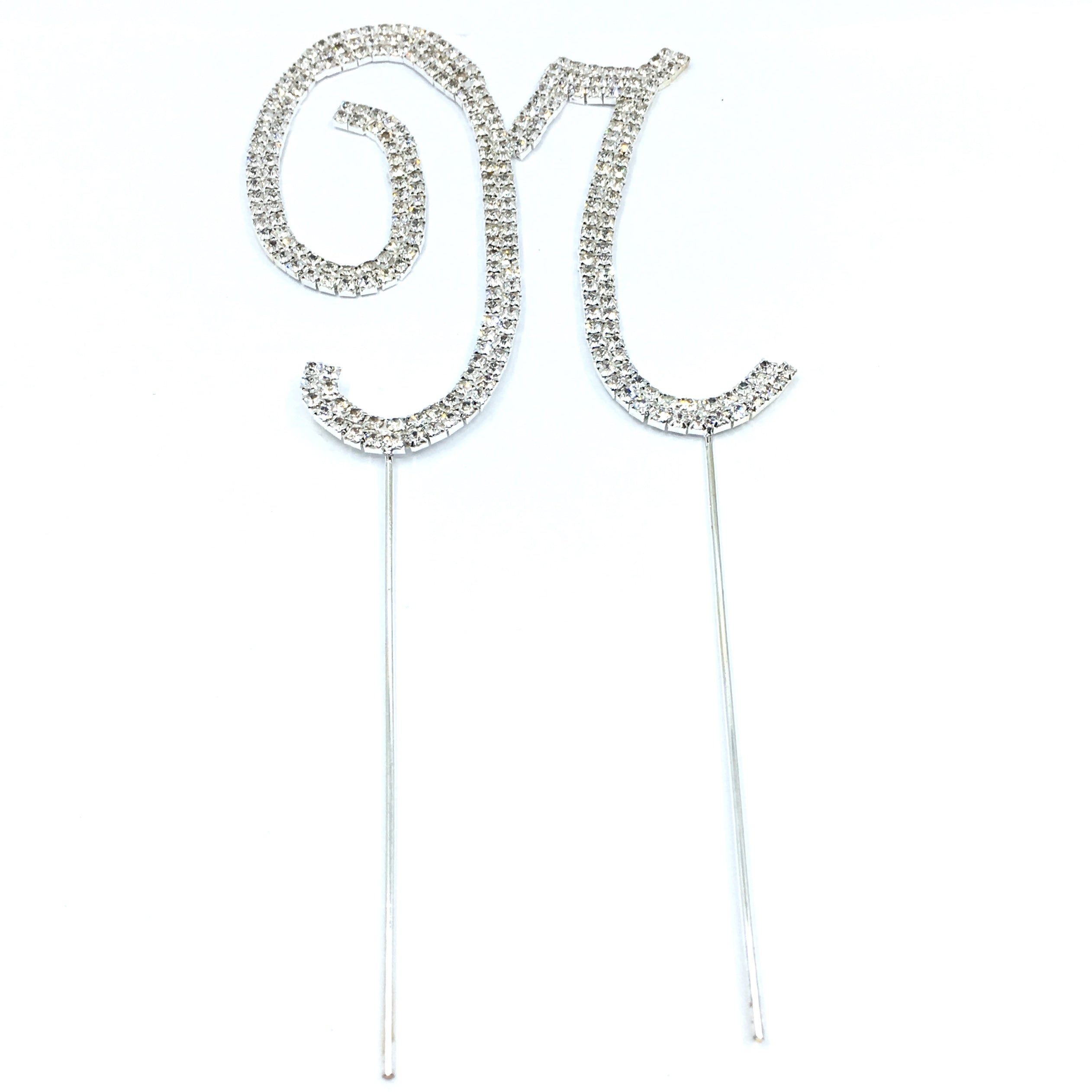 Silver Rhinestone Stud Cake Topper Letters | Bellaire Wholesale