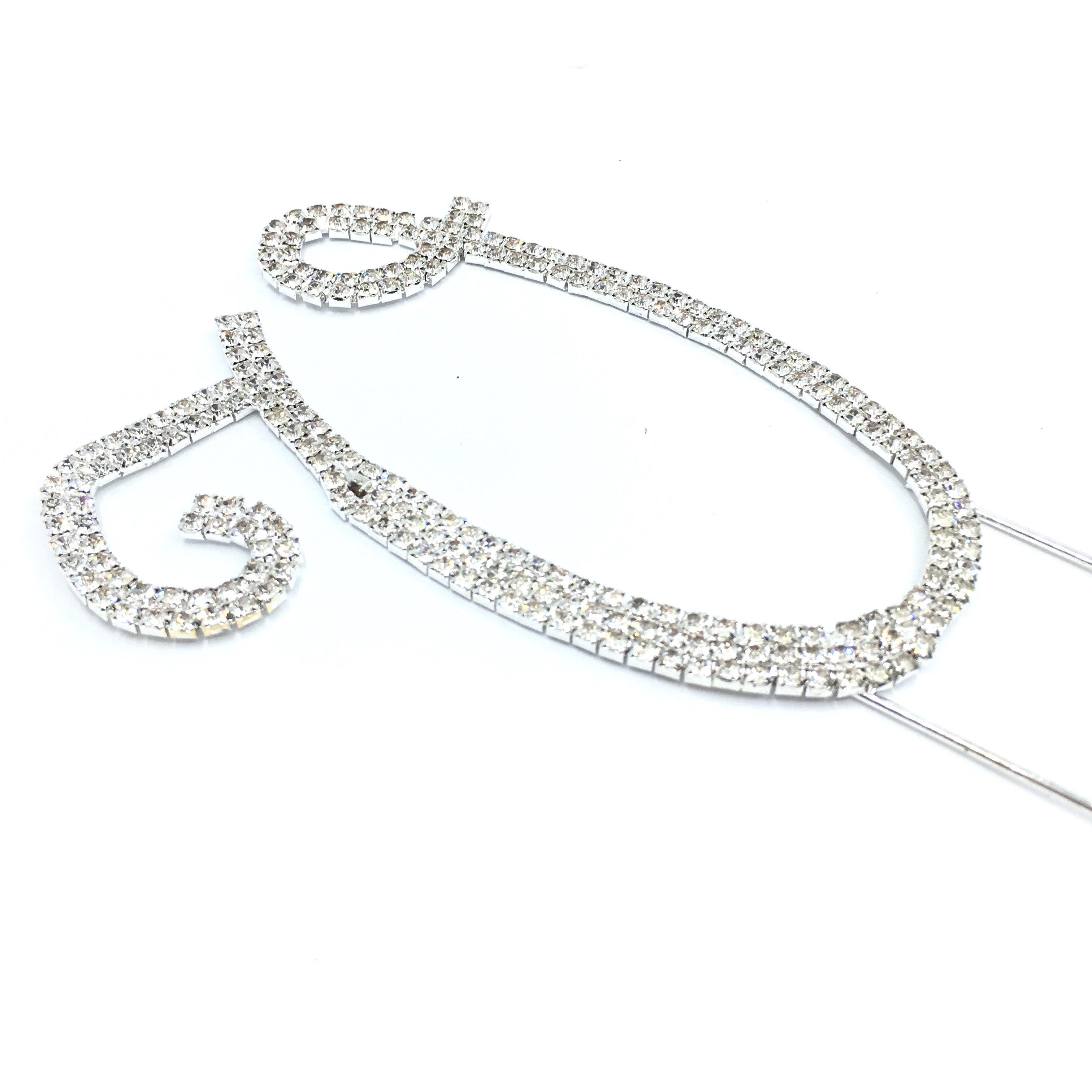 Silver Rhinestone Stud Cake Topper Letters | Bellaire Wholesale