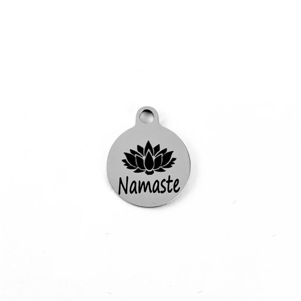 Namaste with Lotus Symbol Laser Engraved Charm | Bellaire Wholesale