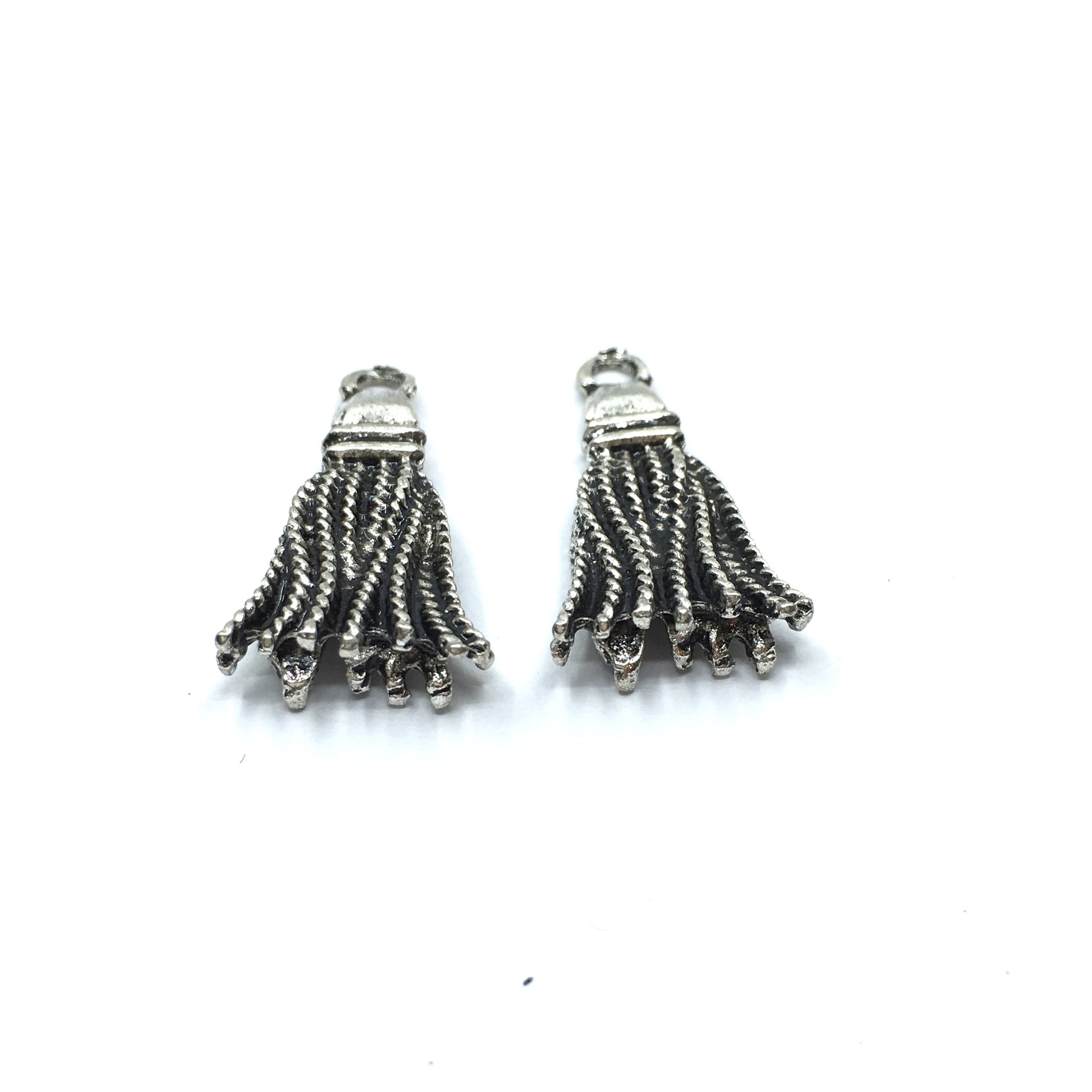 21mm Alloy Antique Rhodium Tassel Charm | Bellaire Wholesale