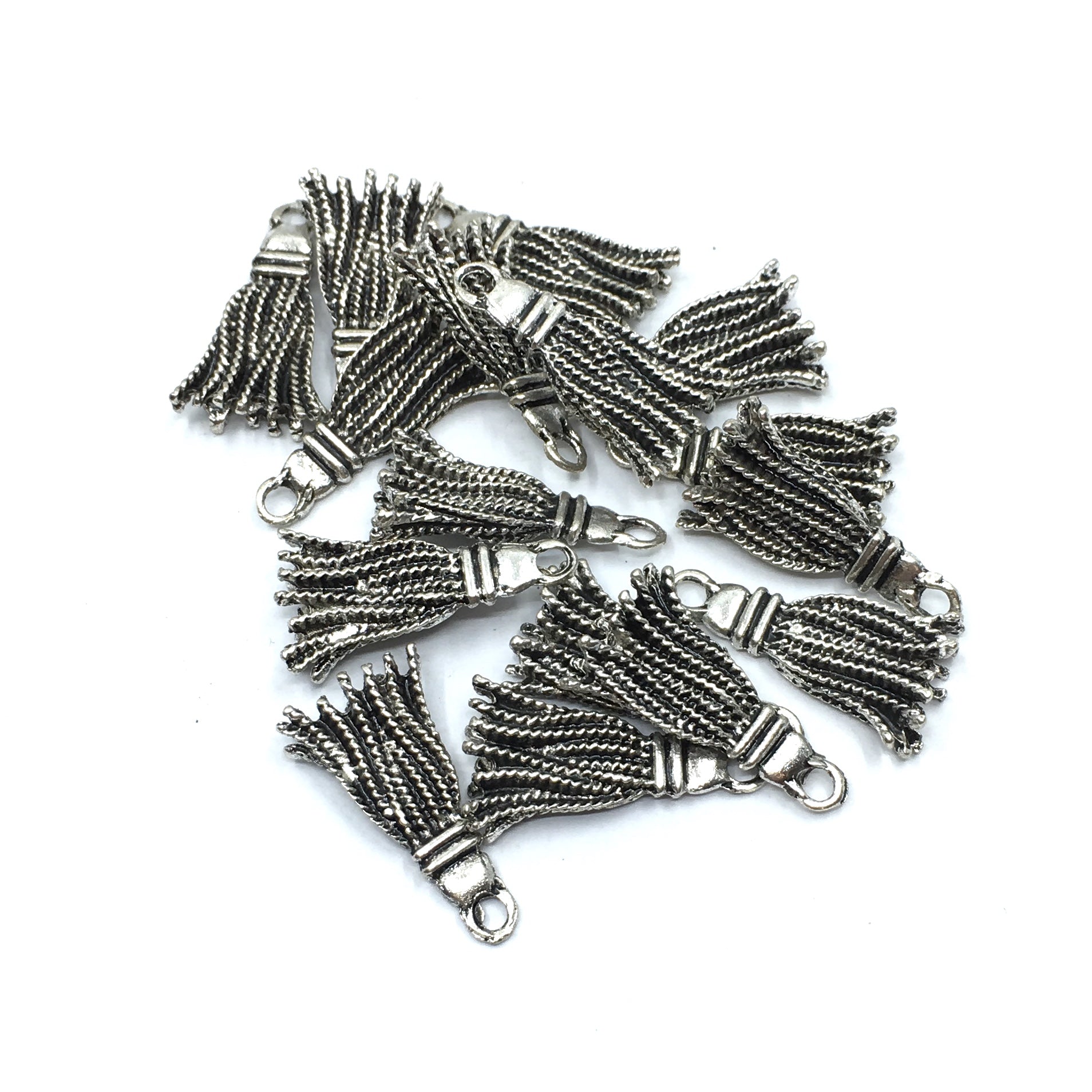 21mm Alloy Antique Rhodium Tassel Charm | Bellaire Wholesale