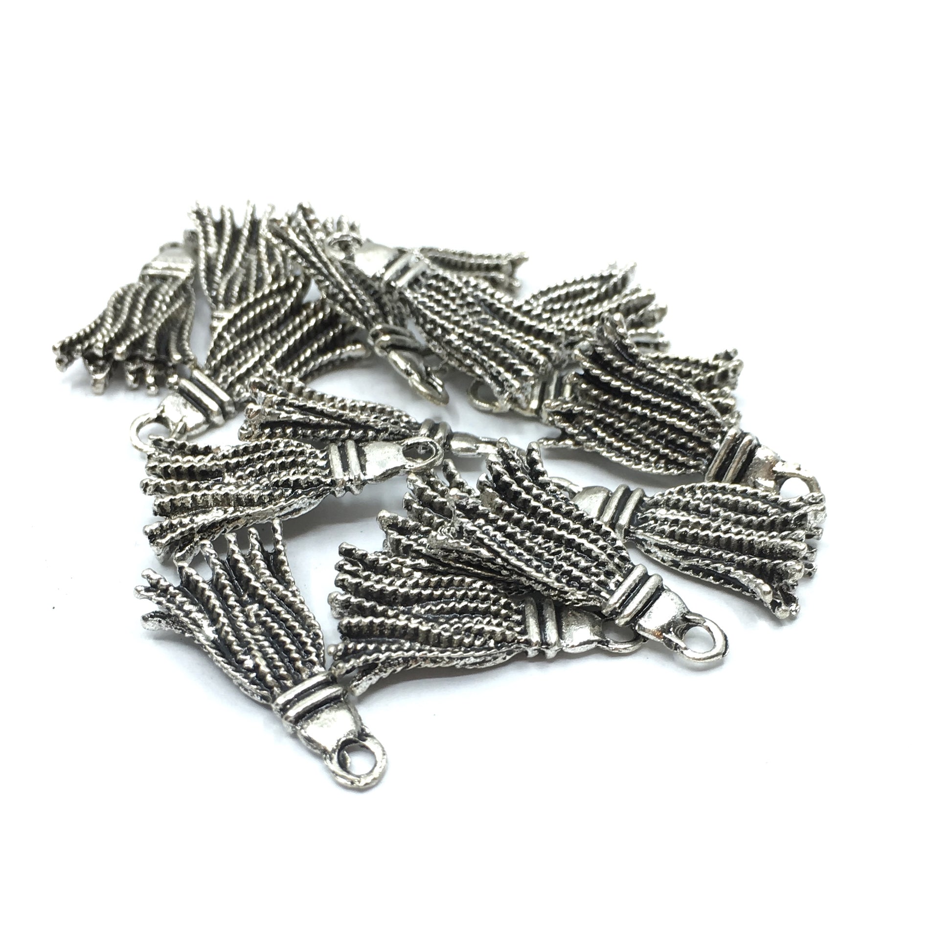 21mm Alloy Antique Rhodium Tassel Charm | Bellaire Wholesale