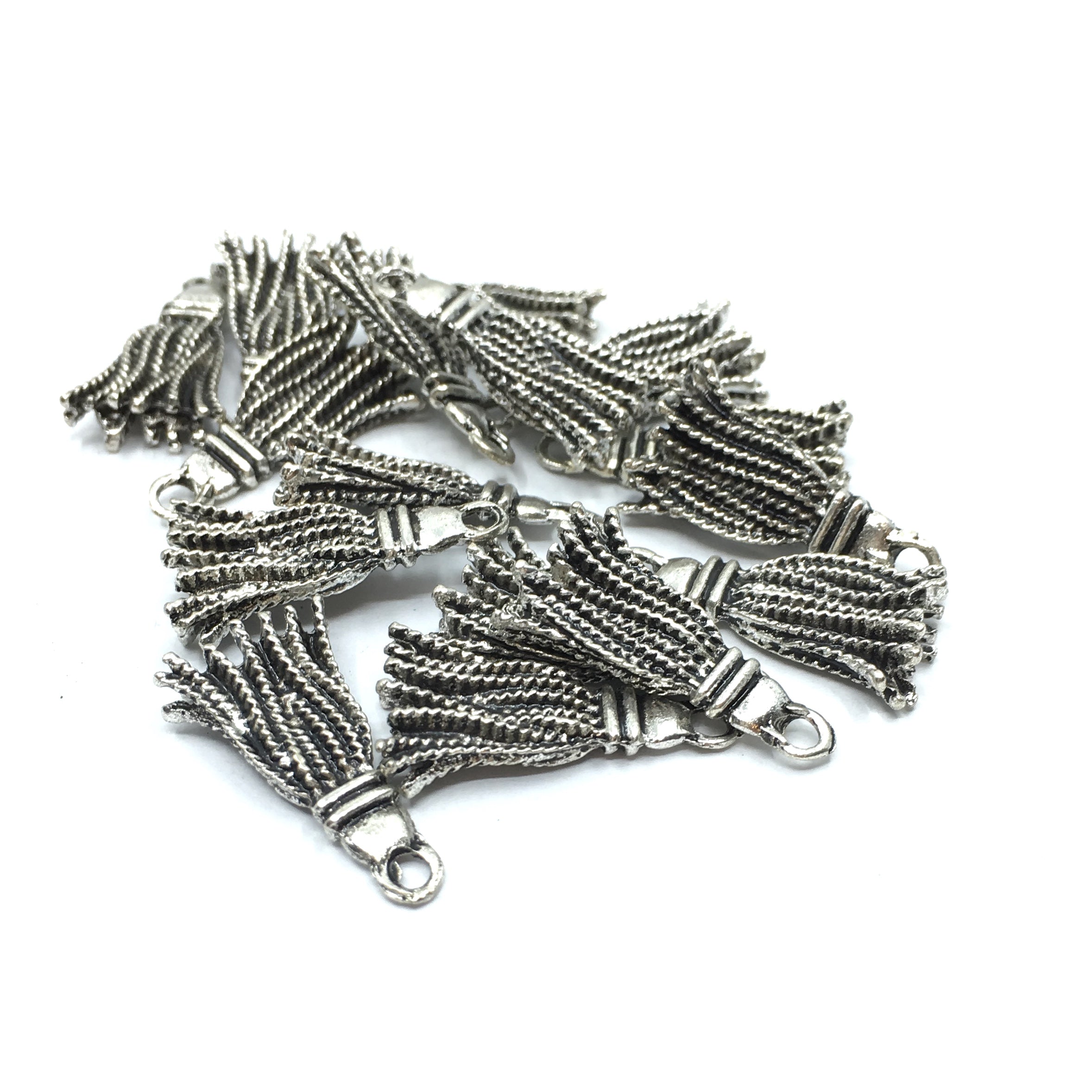 21mm Alloy Antique Rhodium Tassel Charm | Bellaire Wholesale