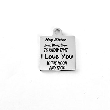 Gift for Sister Laser Engraved Charm | Bellaire Wholesale