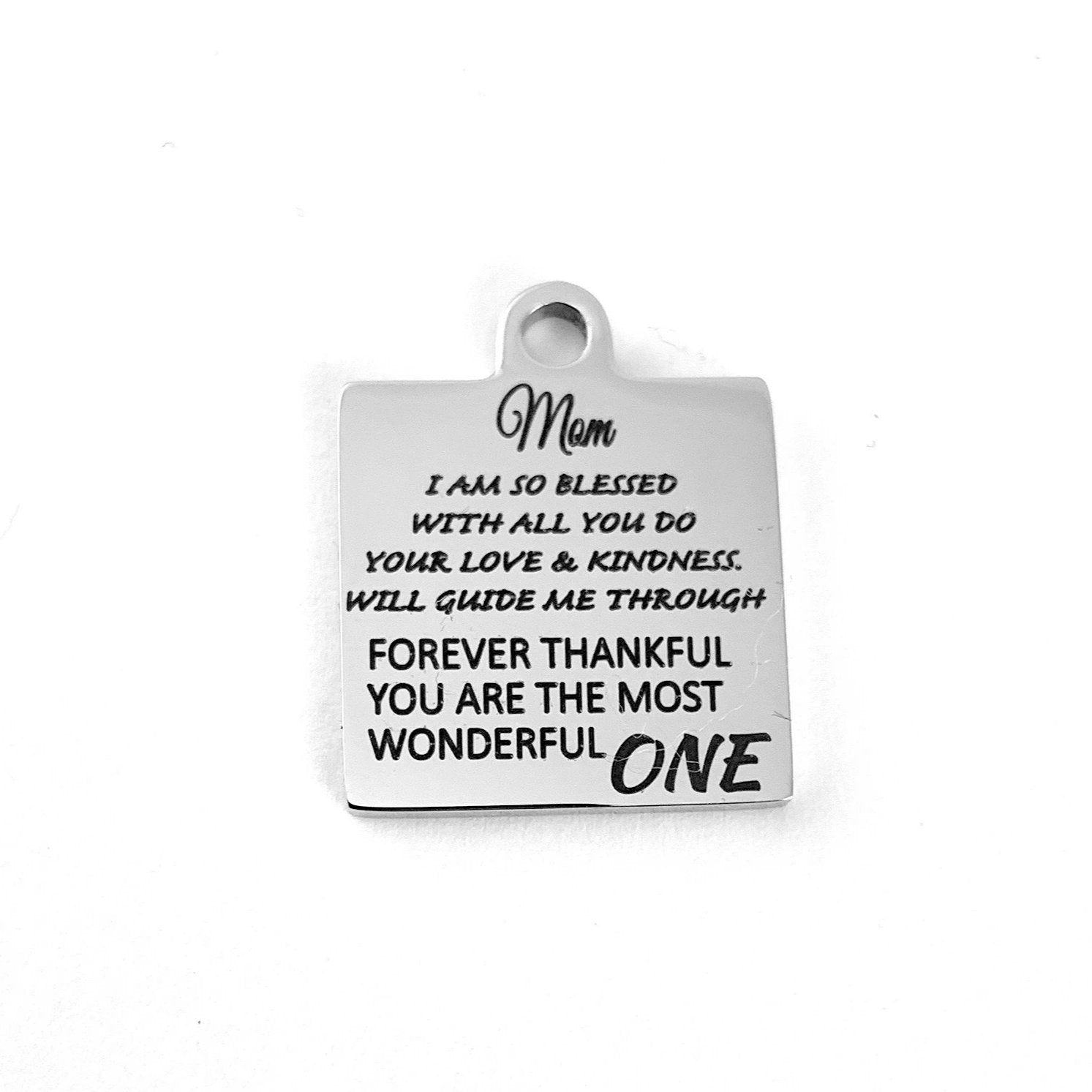 Thank You Mom Laser Engraved Charm | Bellaire Wholesale