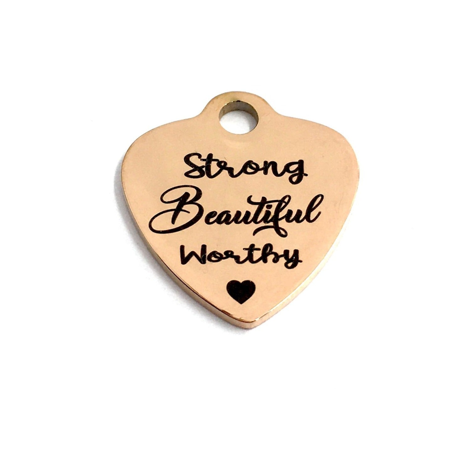Strong Beautiful Worthy ♥ Laser Engraved Charm | Bellaire Wholesale