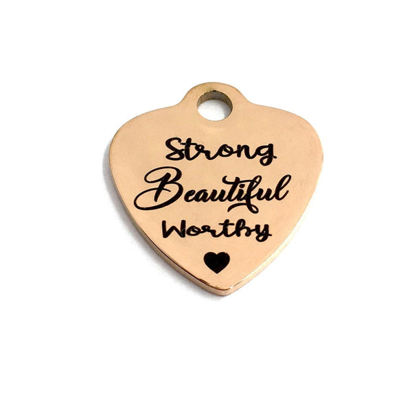 Strong Beautiful Worthy ♥ Laser Engraved Charm | Bellaire Wholesale