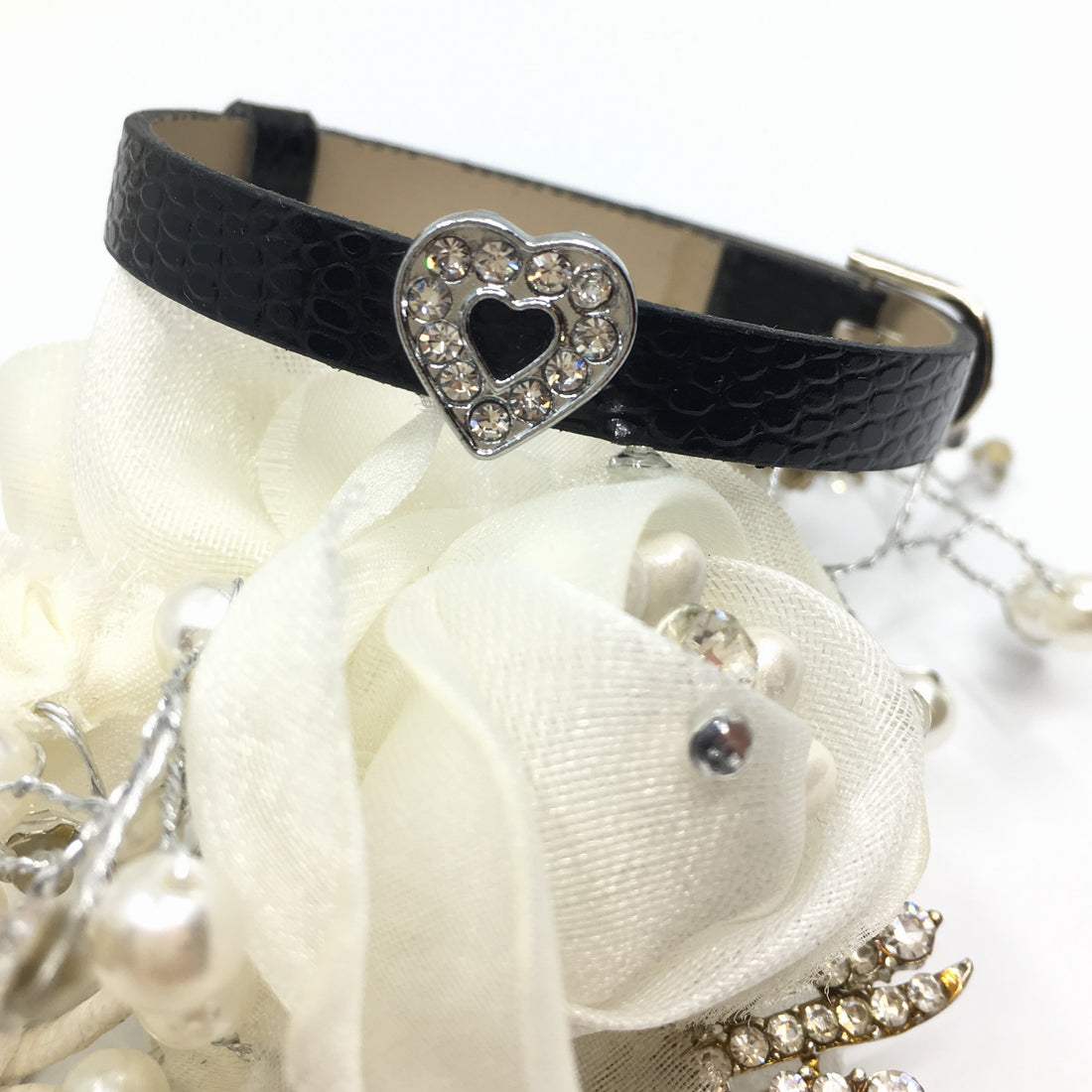 Alloy Rhinestone Heart Shape Slide Charms | Bellaire Wholesale