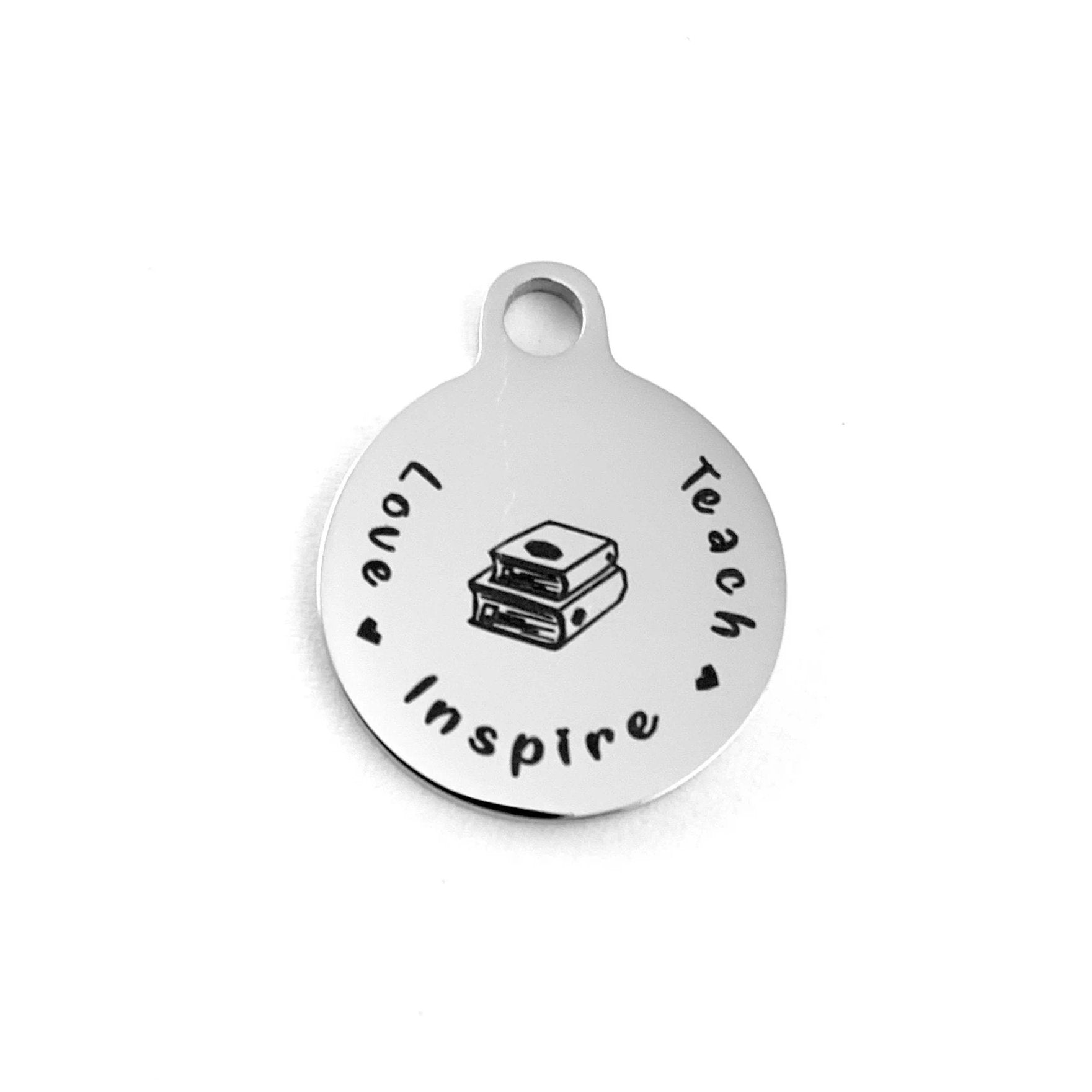 Teacher's Day Love Teach Inspire Engraved Charm | Bellaire Wholesale