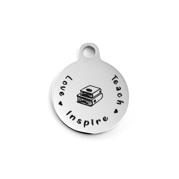 Teacher's Day Love Teach Inspire Engraved Charm | Bellaire Wholesale
