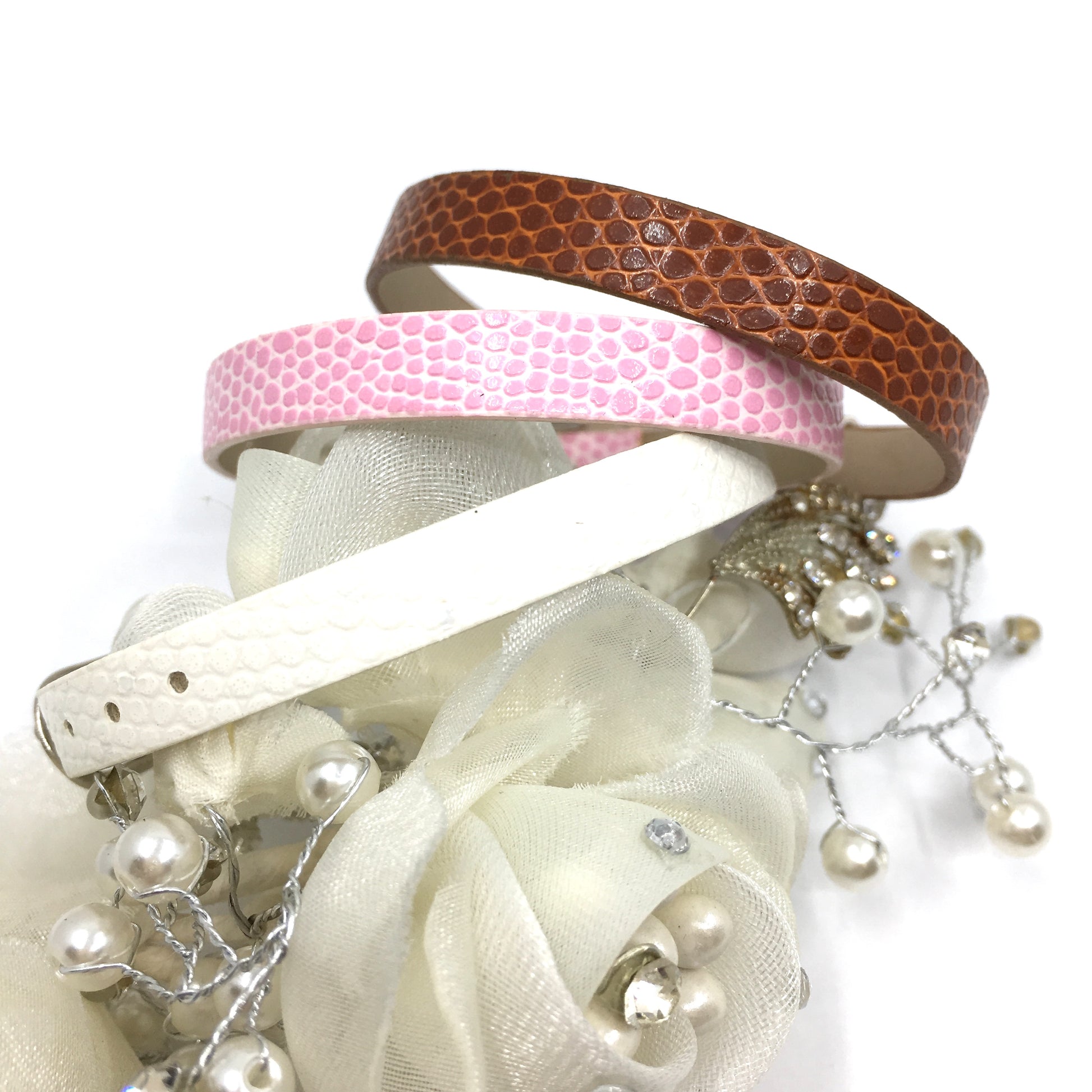 Pink Thin Faux Leather Strap Band | Bellaire Wholesale